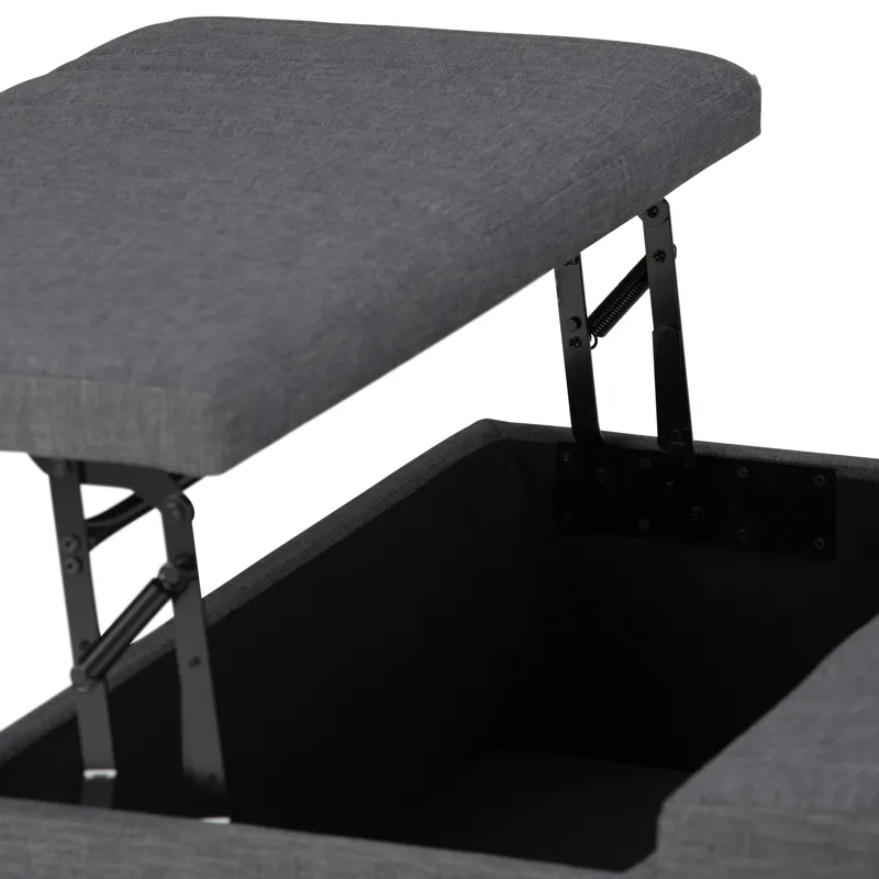 Ellis - Coffee Table Storage Ottoman - Slate Grey