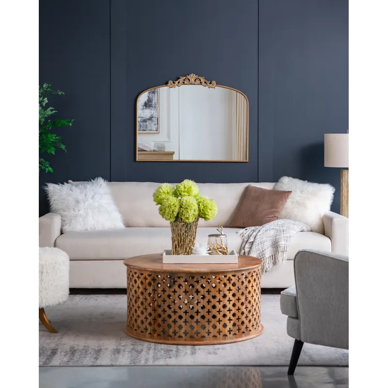 Classic Design Arch Mirror And Baroque Inspired Frame For Living Room Bathrrom Enterway Console - Go