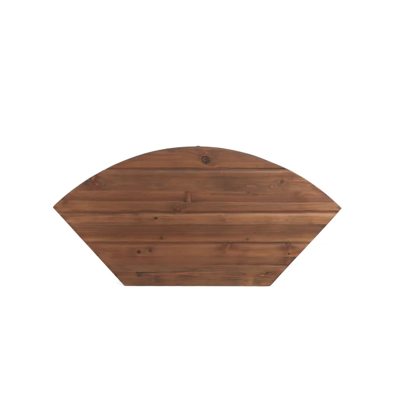 Fan Shape Reclaimed Wood Corner Media Table For Living Room Wise Use Your Space - Natural