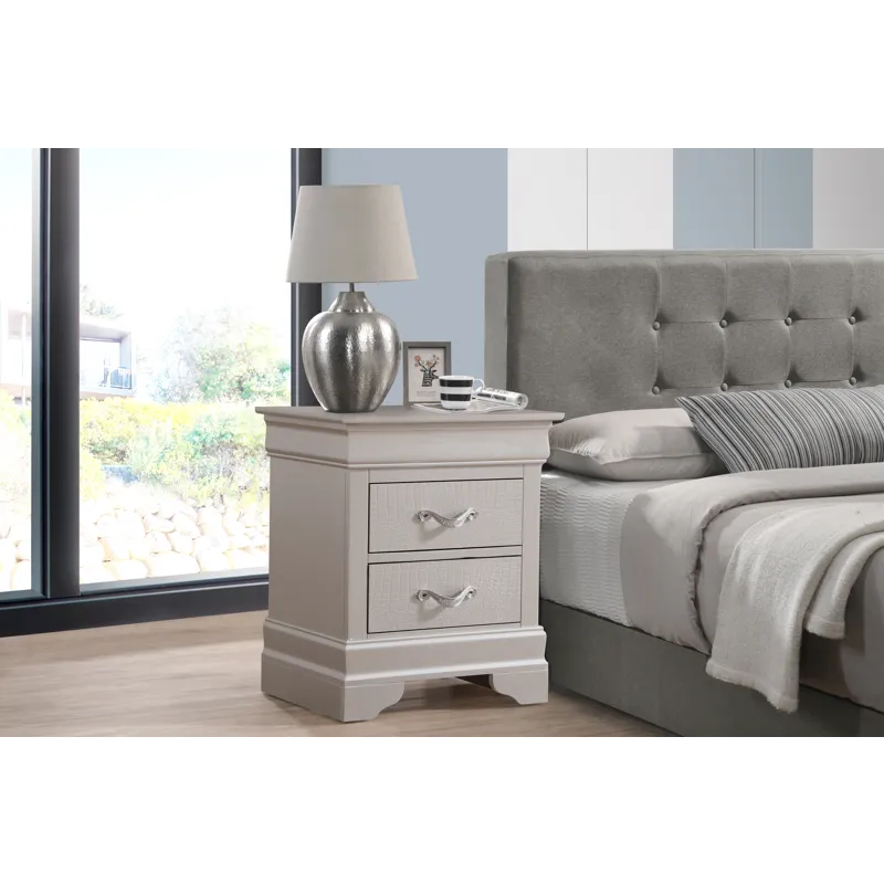 Lorana - G6500-N Nightstand - Silver Champagne