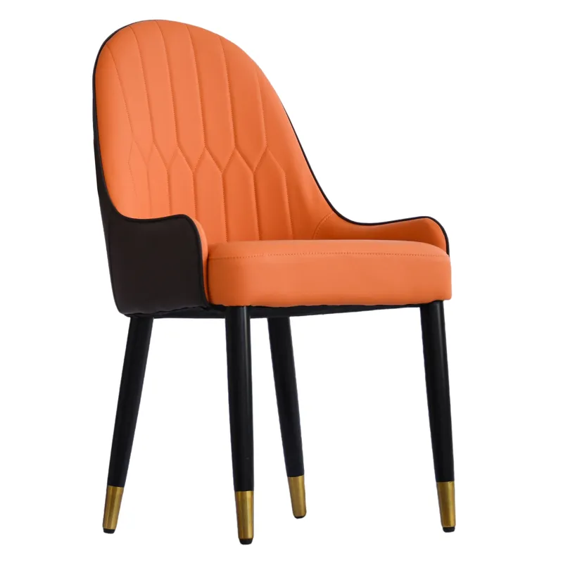 Modern PU Sponge-Filled Dining Chair, Solid Wood Metal Legs, Suitable For Restaurants, Living Rooms 