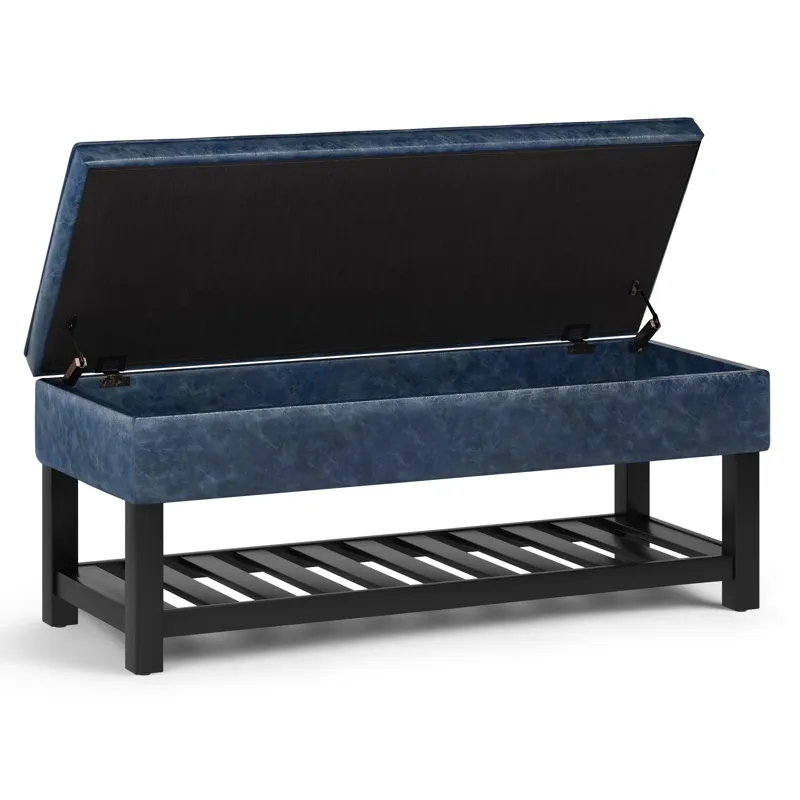 Cosmopolitan - Storage Ottoman Bench with Open Bottom - Denim Blue