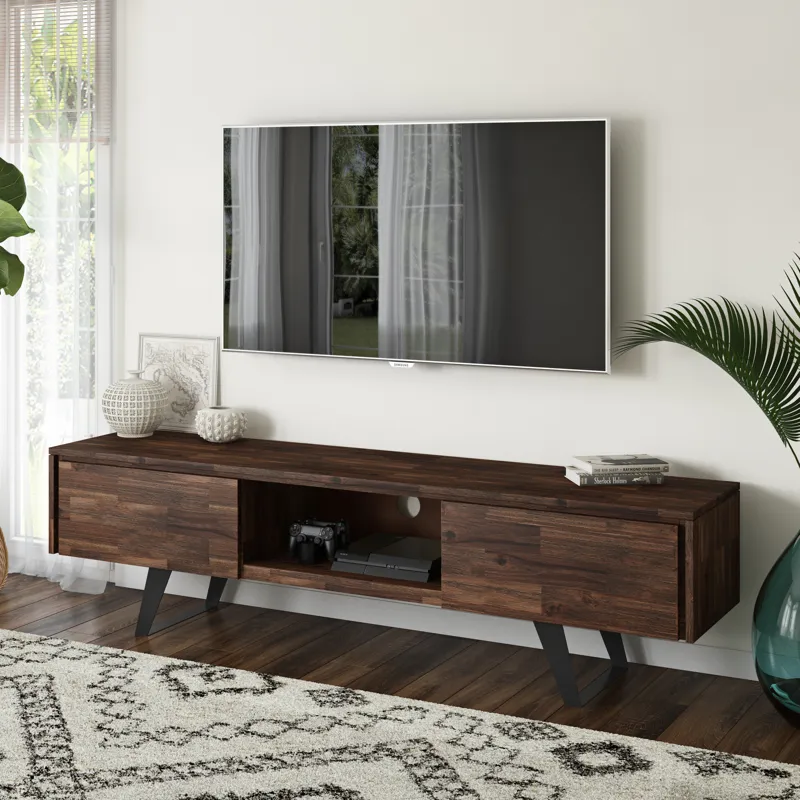 Lowry - 72" TV Media Stand - Distressed Charcoal Brown