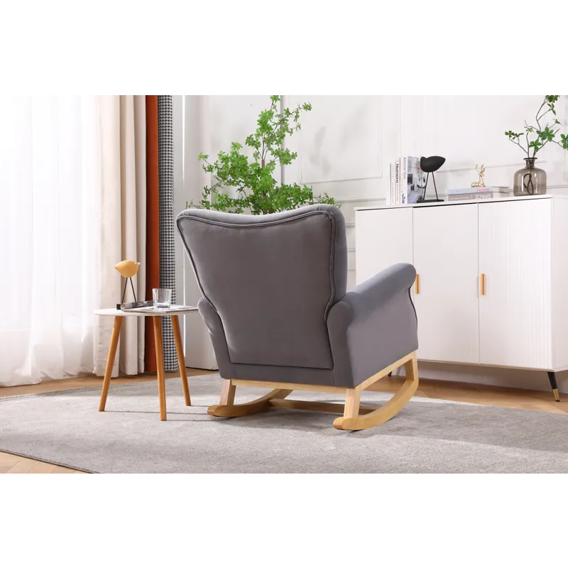 Modern Rocking Chair, Upholstered Accent Chair For Nursery, Playroom, Bedroom And Living Room, Small