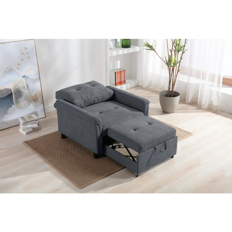 Hannah - Woven Convertible Armchair - Dark Gray