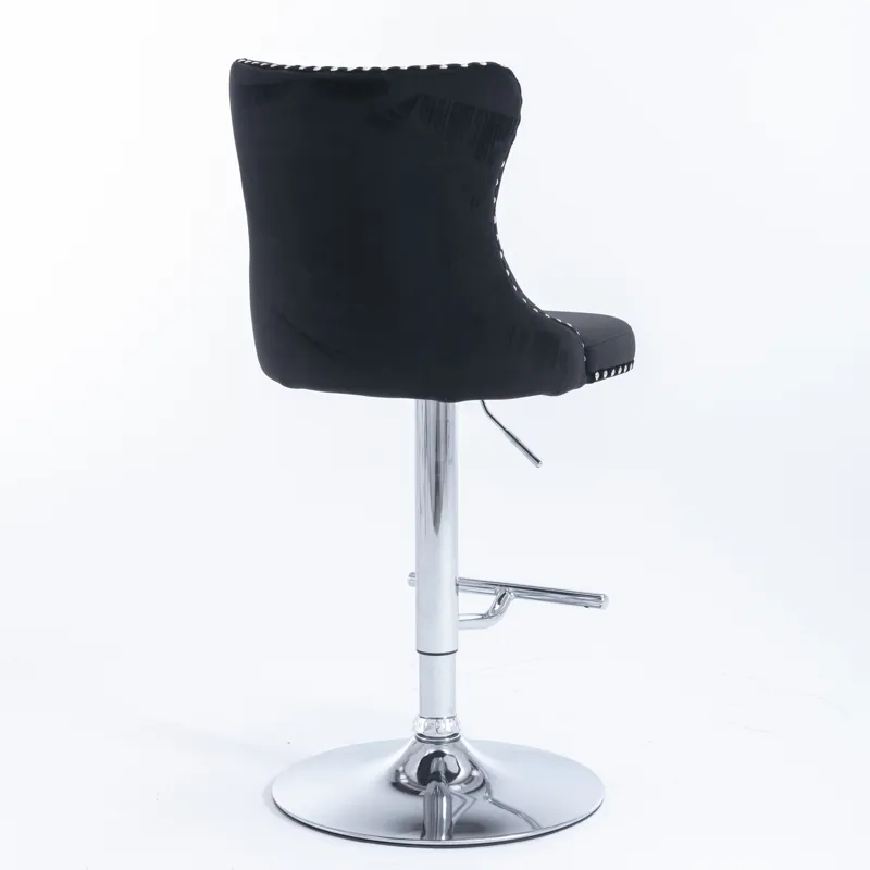 Swivel Velvet Barstools Adjusatble Seat Height From 25-33\", Modern Upholstered Chrome Base Bar Stoo