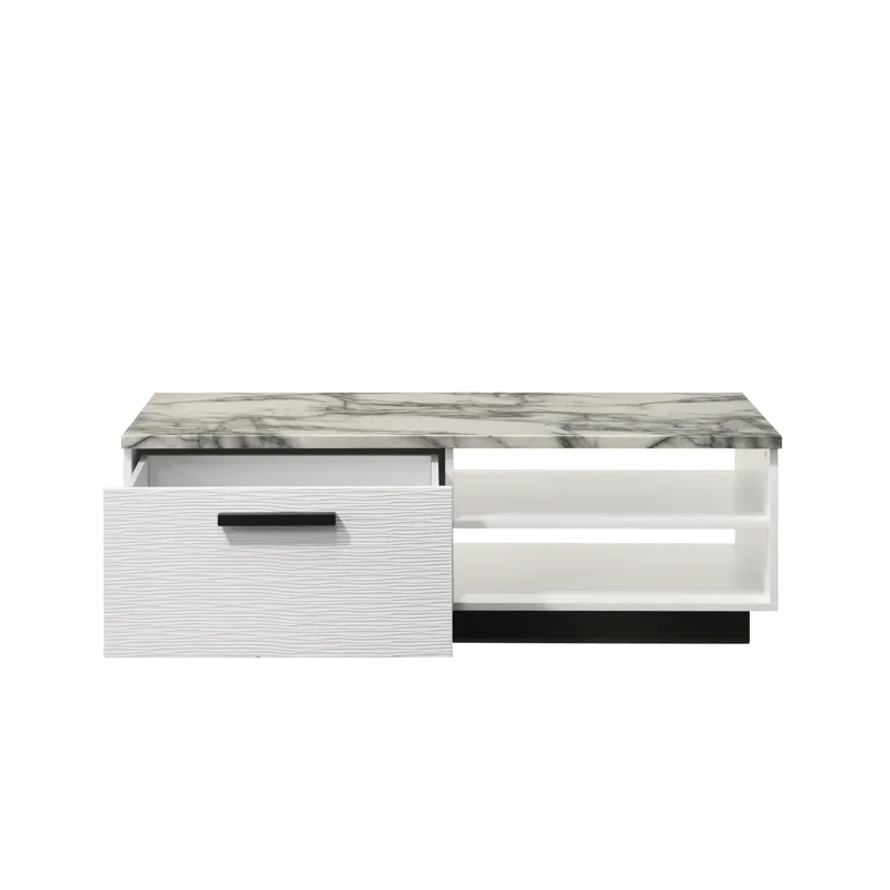 Matilda - Coffee Table With White Faux Marble Top - White