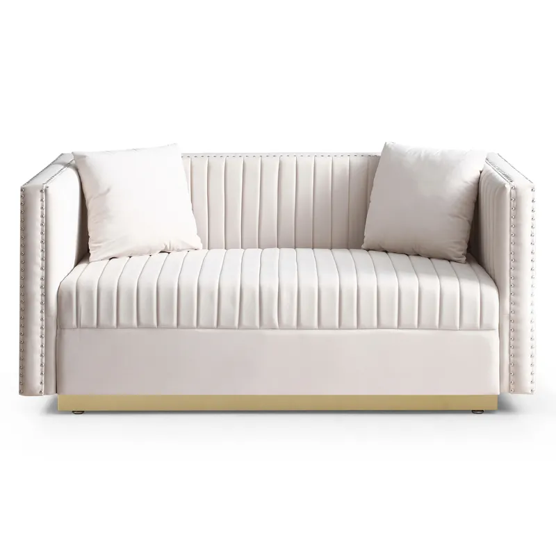 Contemporary Vertical Channel Tufted Sofa Loveseat Modern Upholstered Couch For Living Room With 2 P