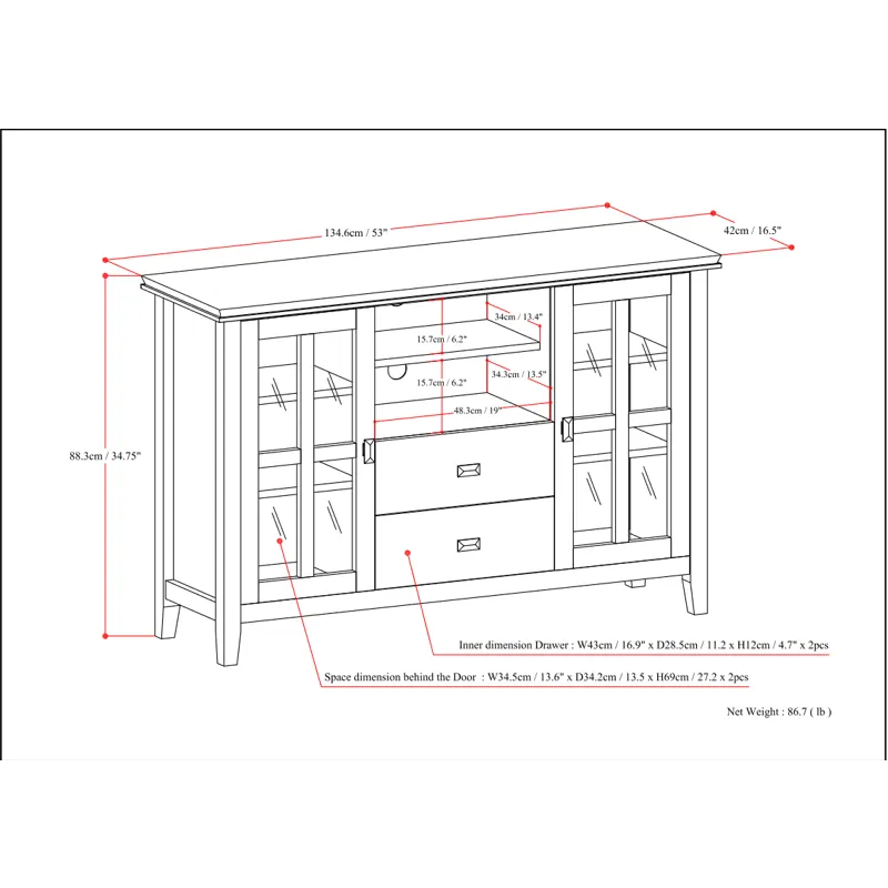 Artisan - Tall TV Media Stand - Fog Grey