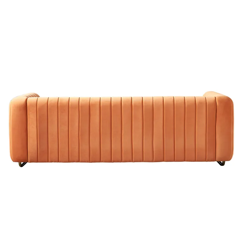Contemporary Velvet Sofa Couch For Living Room - Orange