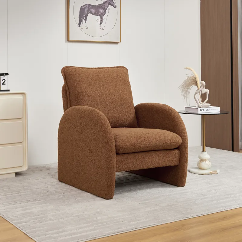 Modern Sherpa Upholstered Accent Chair, Comfortable Living Room Armchair, Lounge Chair For Bedroom, 