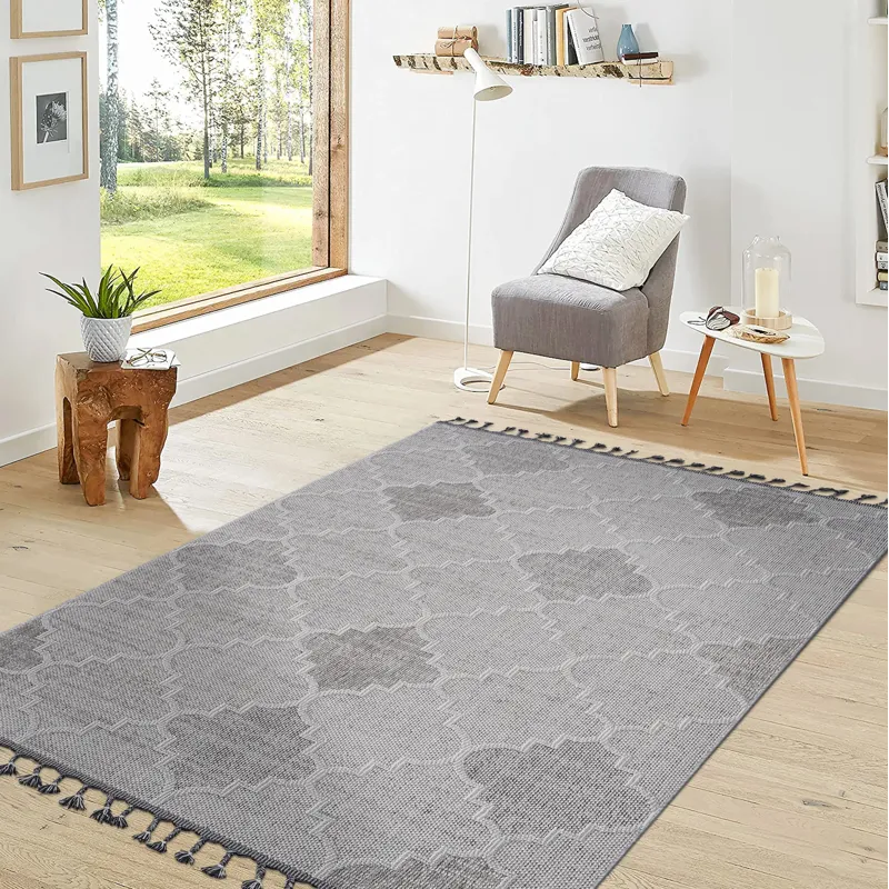 5\' x 7\' Trellis Indoor / Outdoor Area Rug - White / Gray