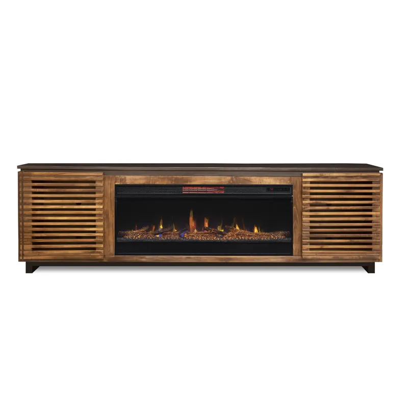 Graceland - 86" Fireplace TV Stand - Bourbon / Black