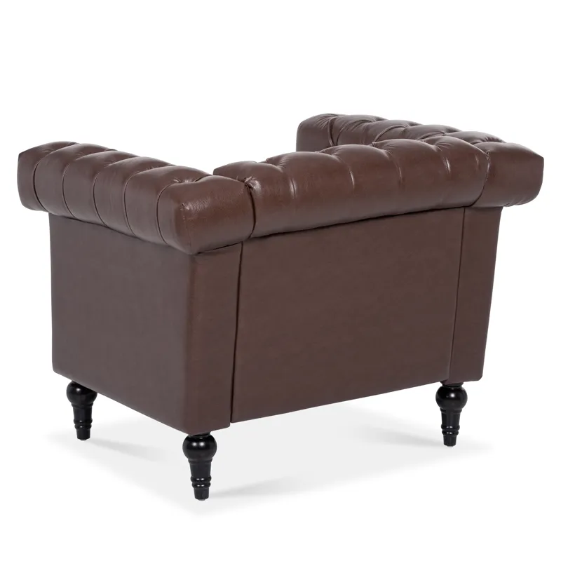 1 Seater Sofa For Living Room - Brown PU