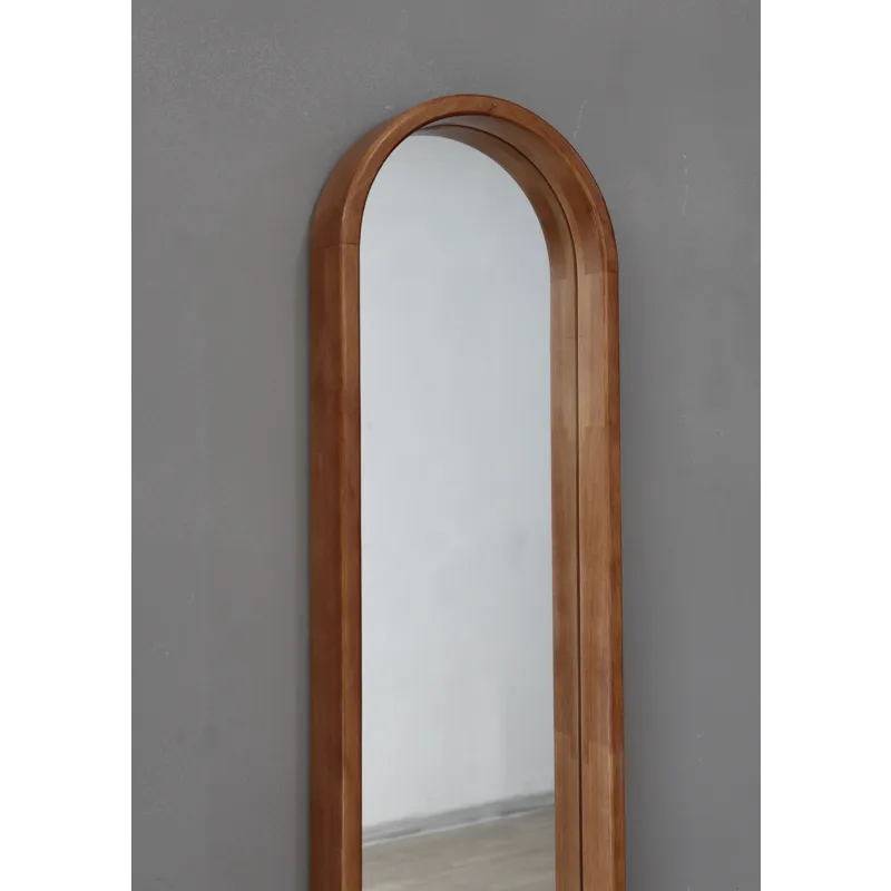 Decorative Rubber Frame Mirror With Elongated Oval Frame - Brown
