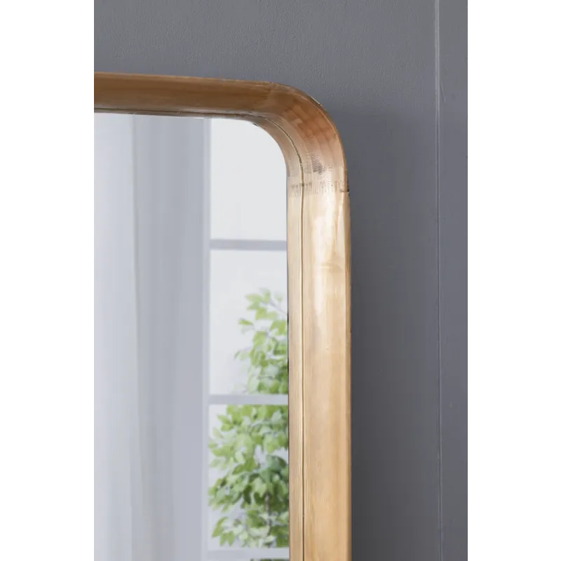 Square Mirror With Wood Frame, Wall Mirror For Living Room Bathroom Entryway - Brown