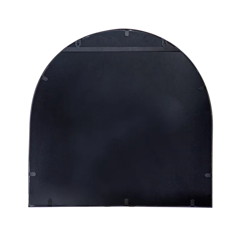 Arched Decorative Accent Mirror With Iron Metal Frame, Wall Deor For Bathroom, Bedroom, Entryway, Mantel - Black