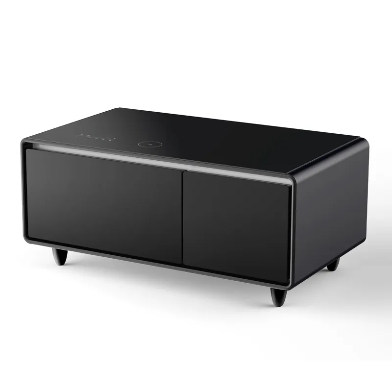 Modern Smart Coffee Table With Built-In Fridge - Bluetooth Speaker, Wireless Charging, Touch Control