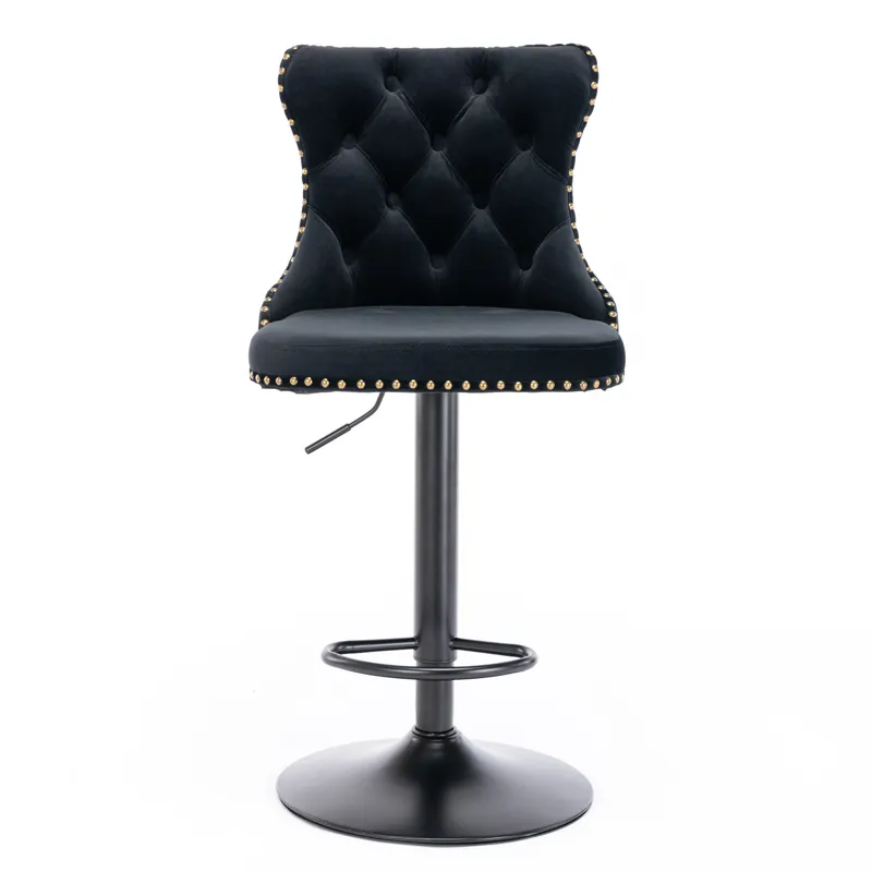 Swivel Velvet Barstools Adjusatble Seat Height, Modern Upholstered Bar Stools With Backs Comfortable