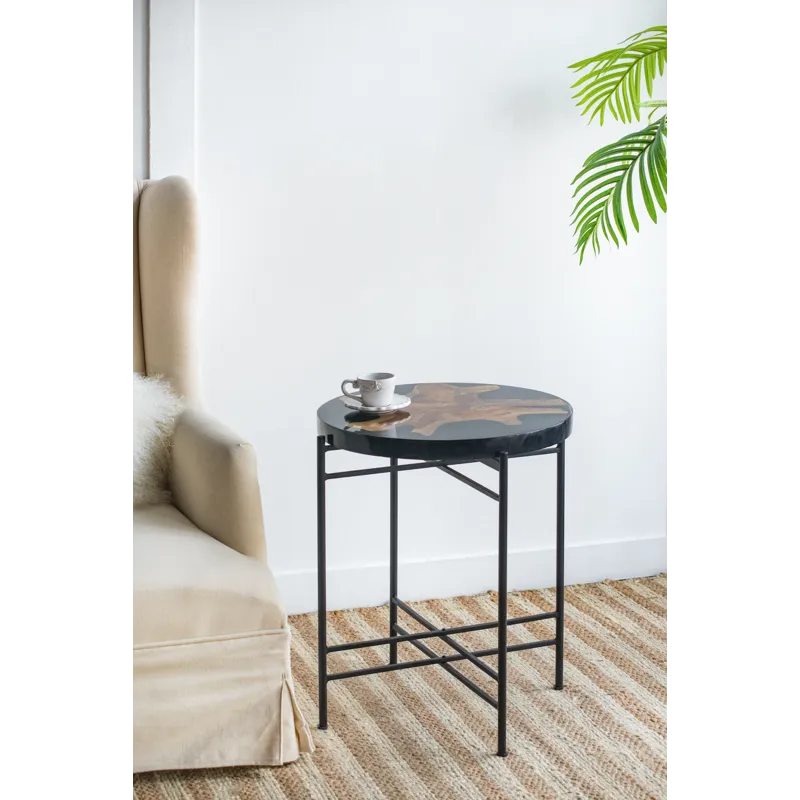 Side Table - Black / Brown
