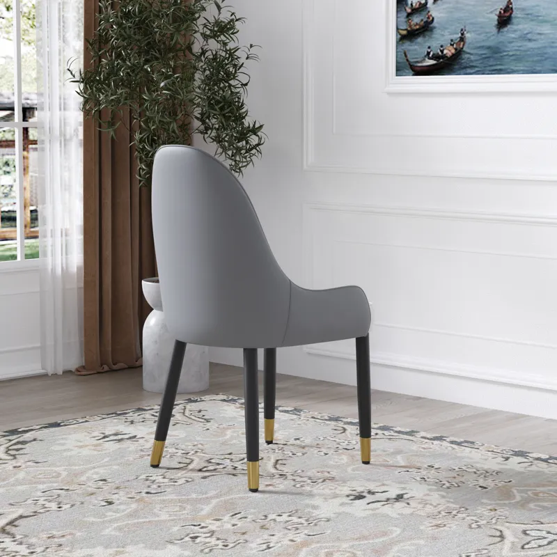 Modern PU Sponge-Filled Dining Chair, Solid Wood Metal Legs, Suitable For Restaurants, Living Rooms 