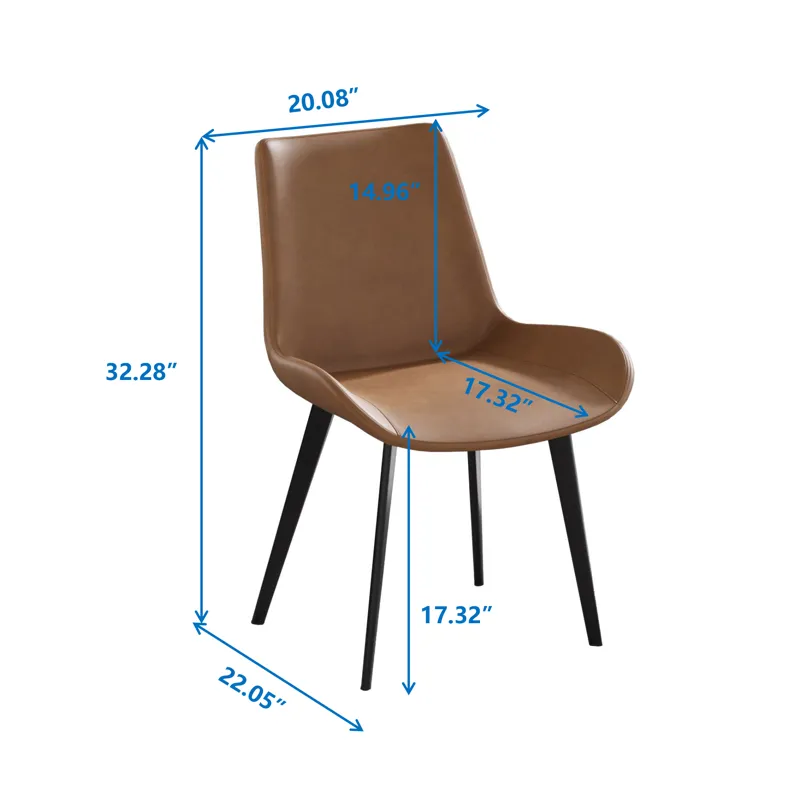 Modern Dining Chair Living Room Metal Leg Dining Chair (Set of 4) - Brown