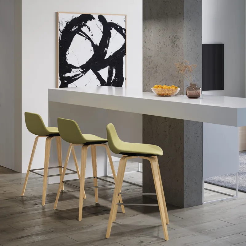 Randolph - Bentwood Counter Height Stool (Set of 2) - Acid Green / Light Brown