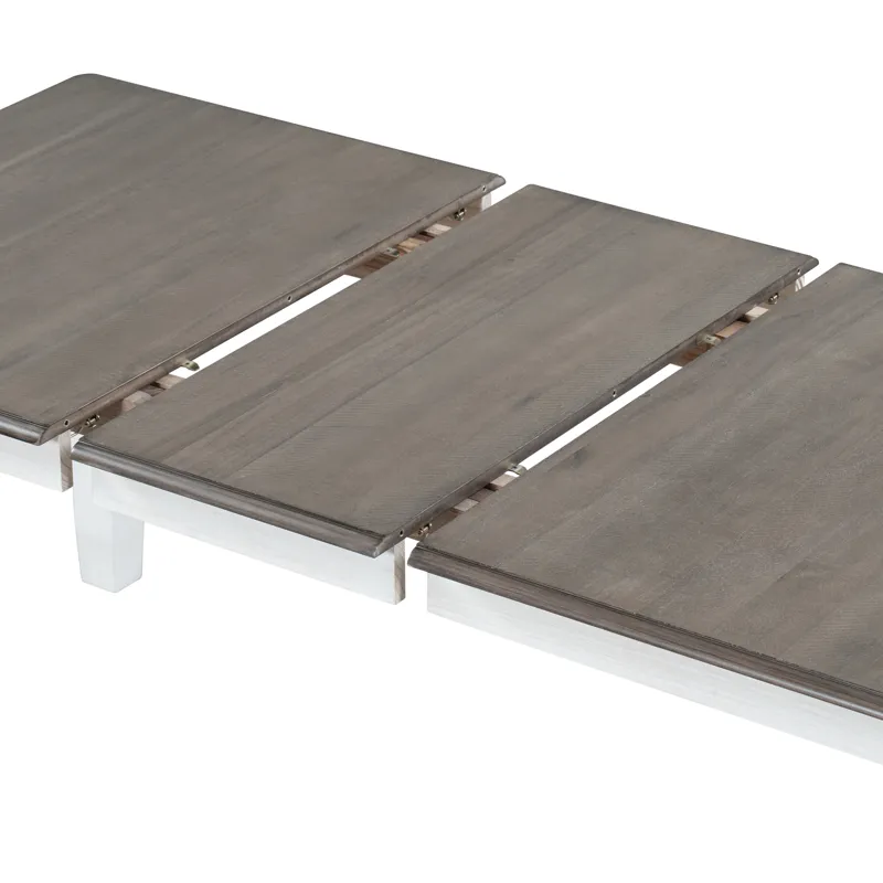 7 Piece Dining Table Set Retro Style With Extendable Table And 6 Upholstered Chairs - Brown / White