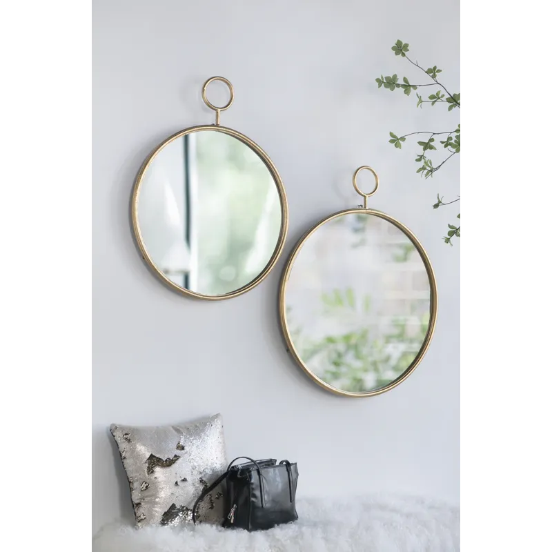 Circle Wall Mirror With Iron Frame, Accent Mirror For Living Room, Entryway, Office - Gold