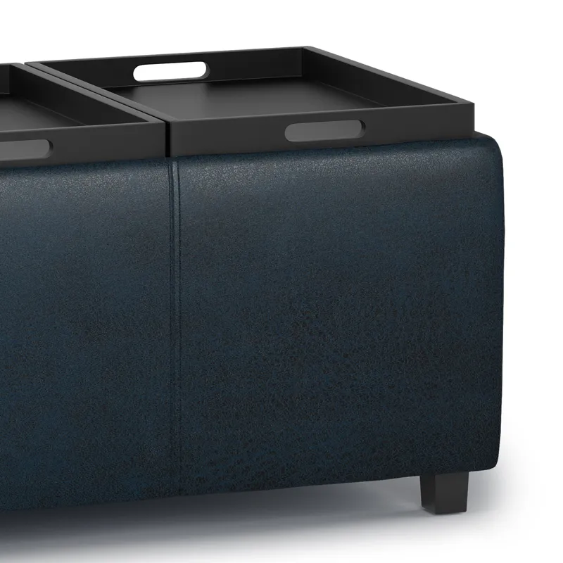 Avalon - Storage Ottoman - Distressed Dark Blue