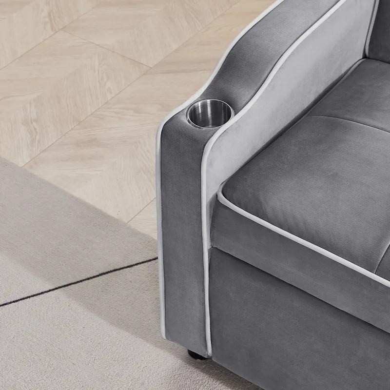 Sofa Bed, 3 In 1 Convertible Sofa Chair Bed, Adjustable Backrest Chair, Chaise Lounge With USB Ports