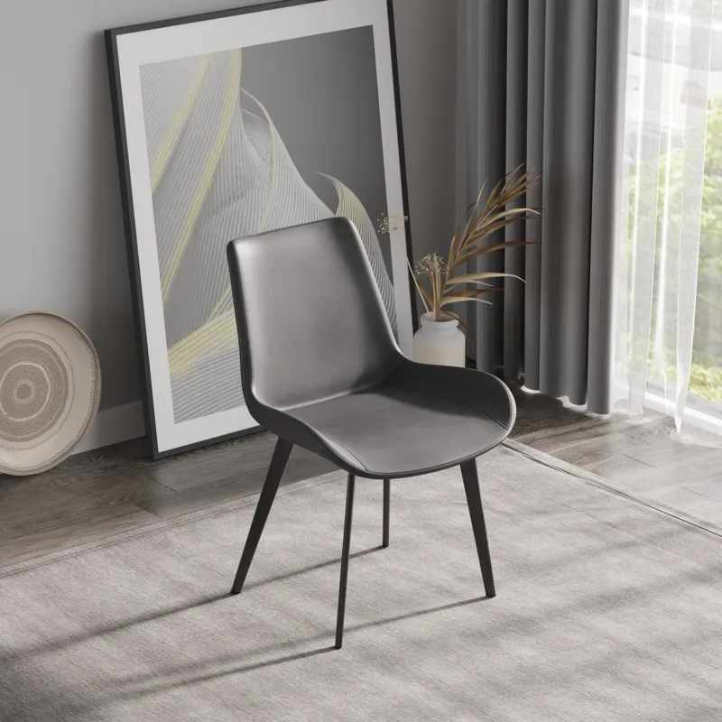 Modern Dining Chair Living Room Metal Leg Dining Chair (Set of 2) - Black / Gray