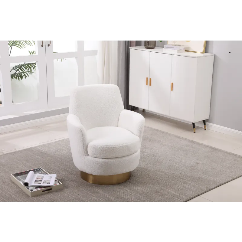 Teddy Swivel Barrel Chair, Swivel Accent Chairs Armchair For Living Room, Reading Chairs For Bedroom
