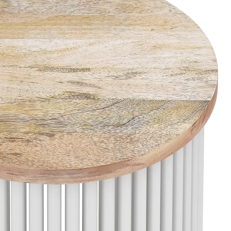 Demy - Metal and Wood Accent Table - Natural / White