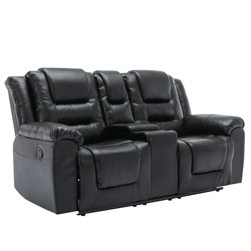 2 Seater Home Theater Recliner Manual Recliner Chair With A Storage Box And Two Cup Holders For Livi