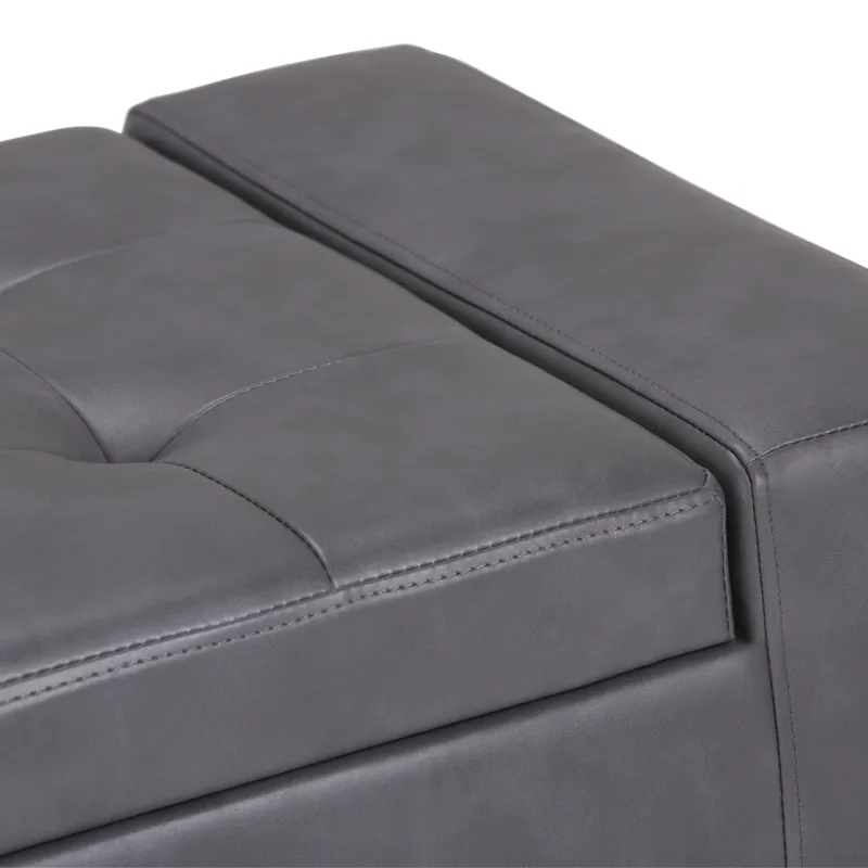 Laredo - Large Storage Ottoman - Stone Grey