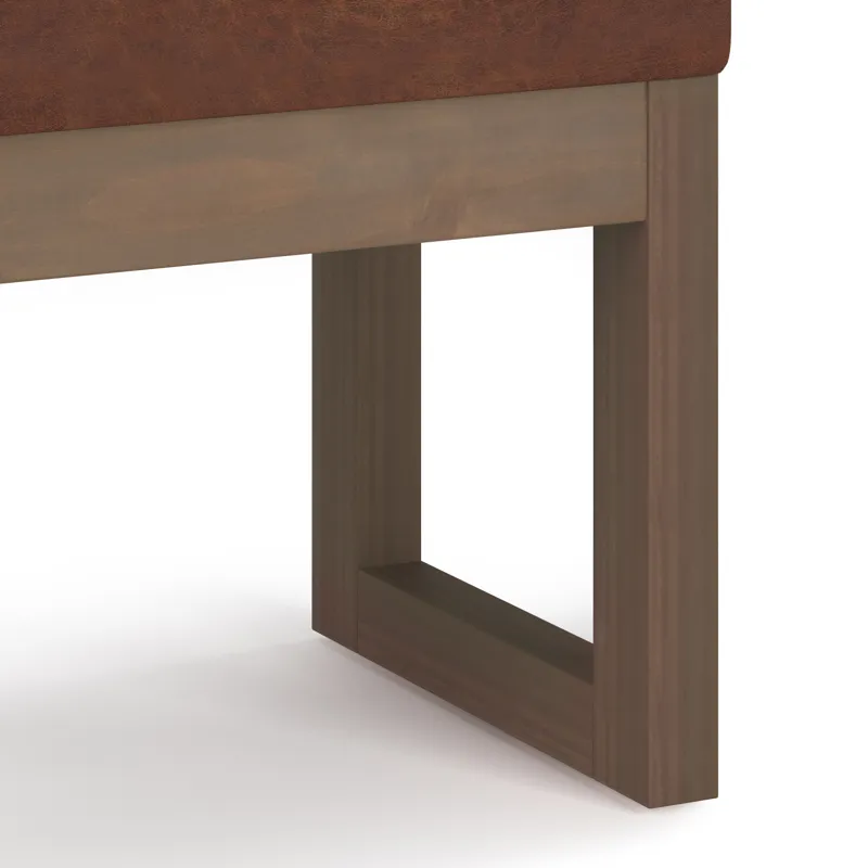 Milltown - Footstool Small Ottoman Bench - Distressed Saddle Brown