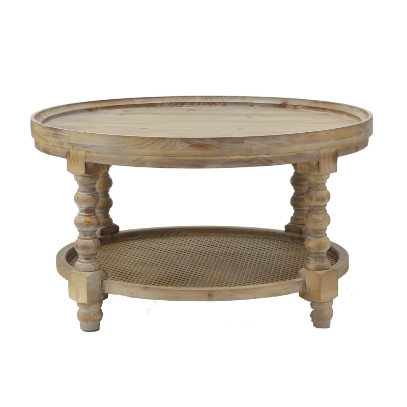 Round 2 Tiered Side Tabel, Natural End Tabel For Lving Room Bedroom Entryway - Brown