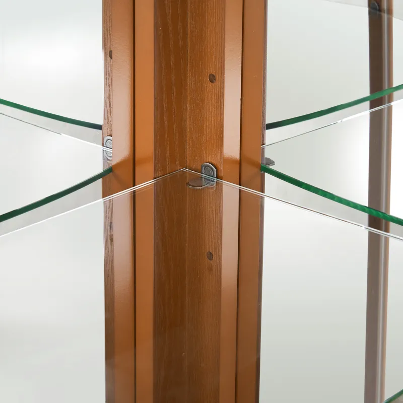 6 Shelf Corner Curio Display Cabinet With Lights, Mirrors And Adjustable Shelves (E26 Light Bulb Not