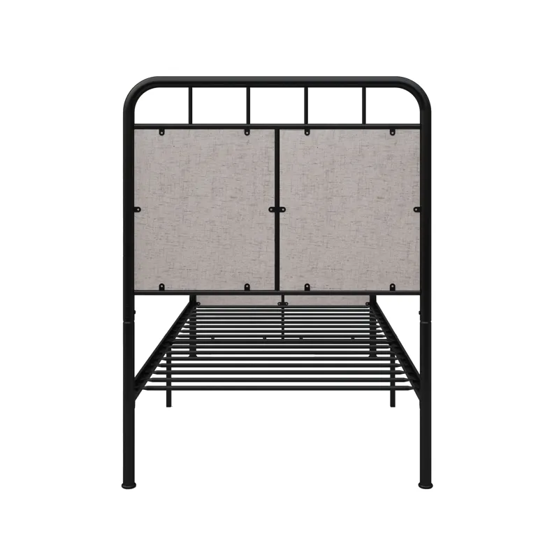 Twin Size Linen Upholstered Platform Metal Bed Frame With Fabric Headboard And Footboard - Brown