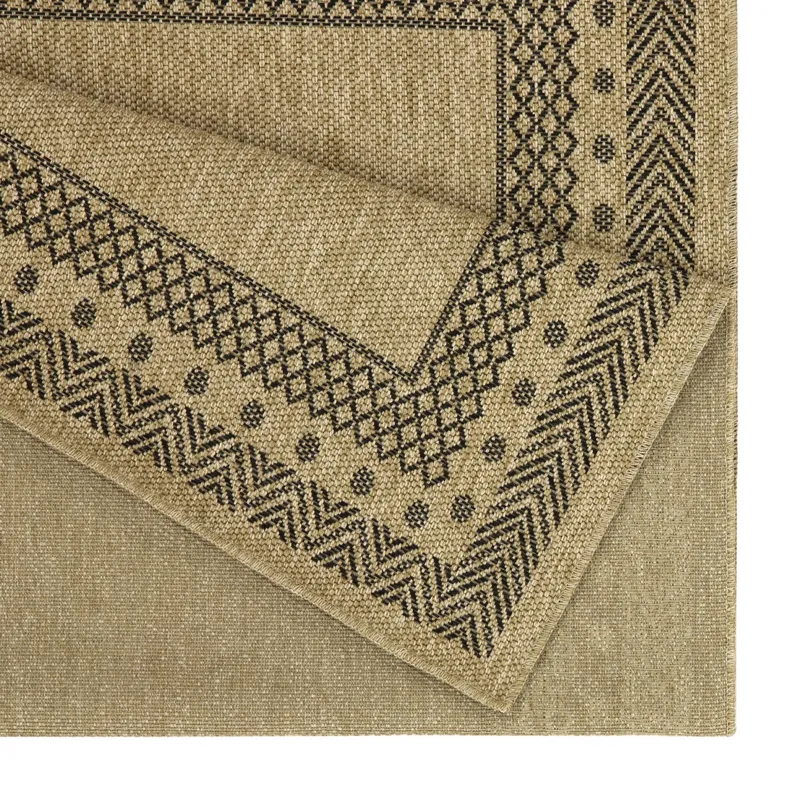 Earth - 5\'3\" X 7\'3\" Polypropylene Indoor / Outdoor Area Rug - Jute / Black