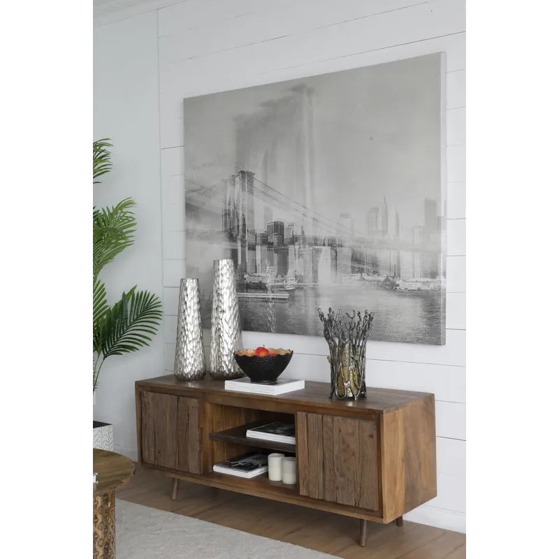TV Cabinet With Recycle Wood 2 Door - Brown