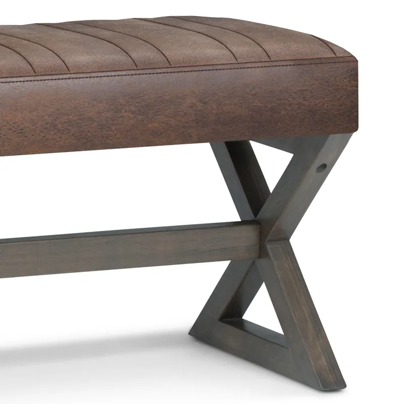 Salinger - Large Ottoman Bench - Distressed Chestnut Brown