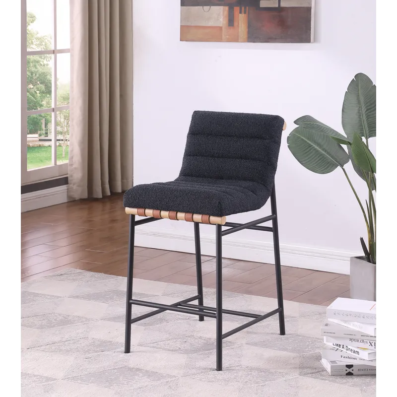 Lahni - 17.Boucle Fabric Counter Height Chair - Black