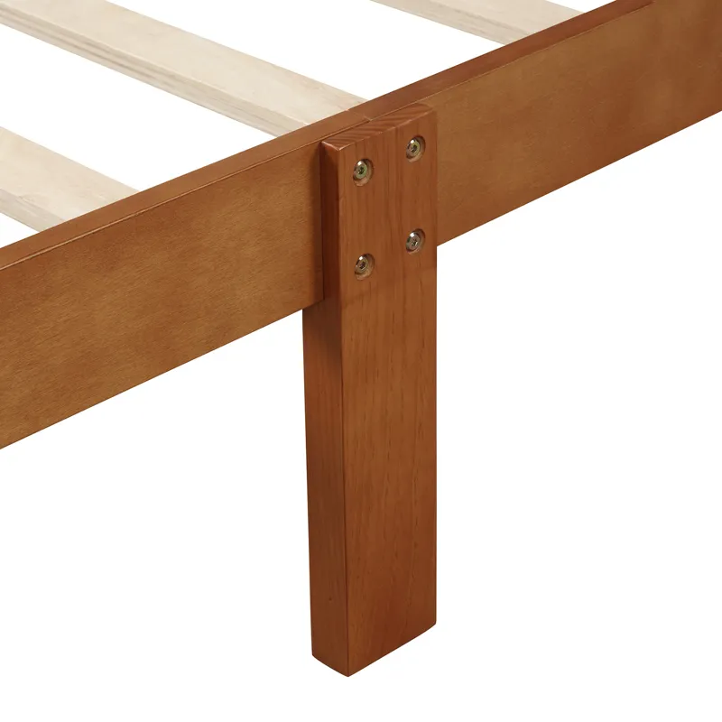 Twin Platform Bed Frame Mattress Foundation Sleigh Bed With Headboard / Footboard / Wood Slat Support - Oak