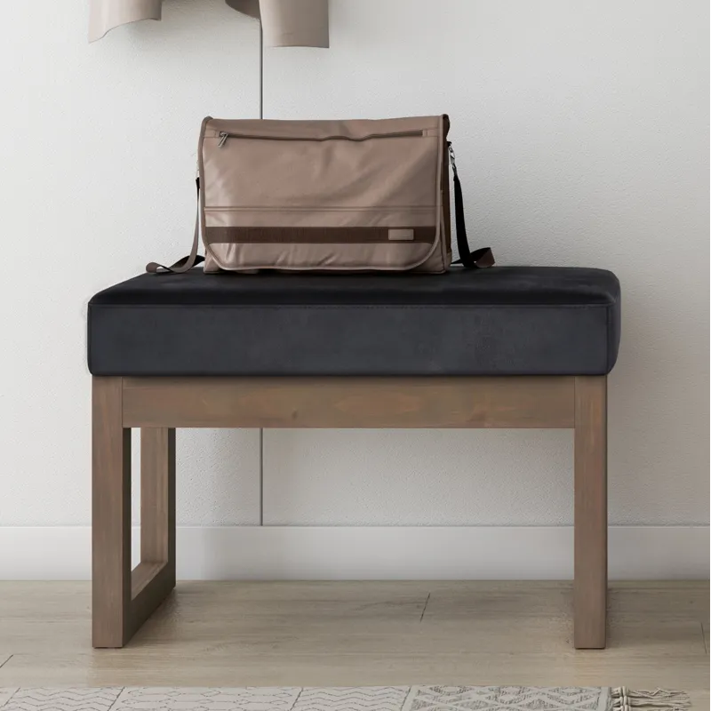 Milltown - Footstool Small Ottoman Bench - Distressed Black