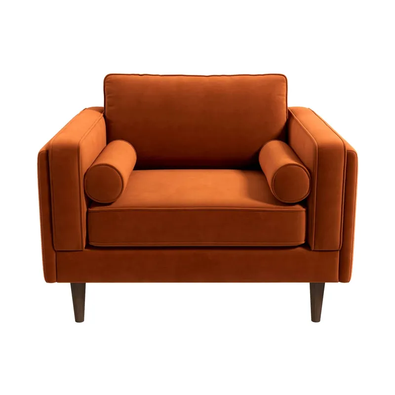 Amber - Velvet Lounge Chair - Orange