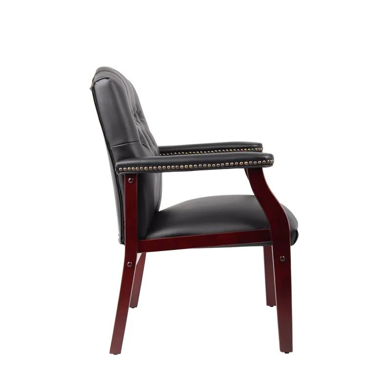 Leather Reception Guest Chairs With Padded Seat And Arms Ergonomic Mid-Back Office Executive Side Ch