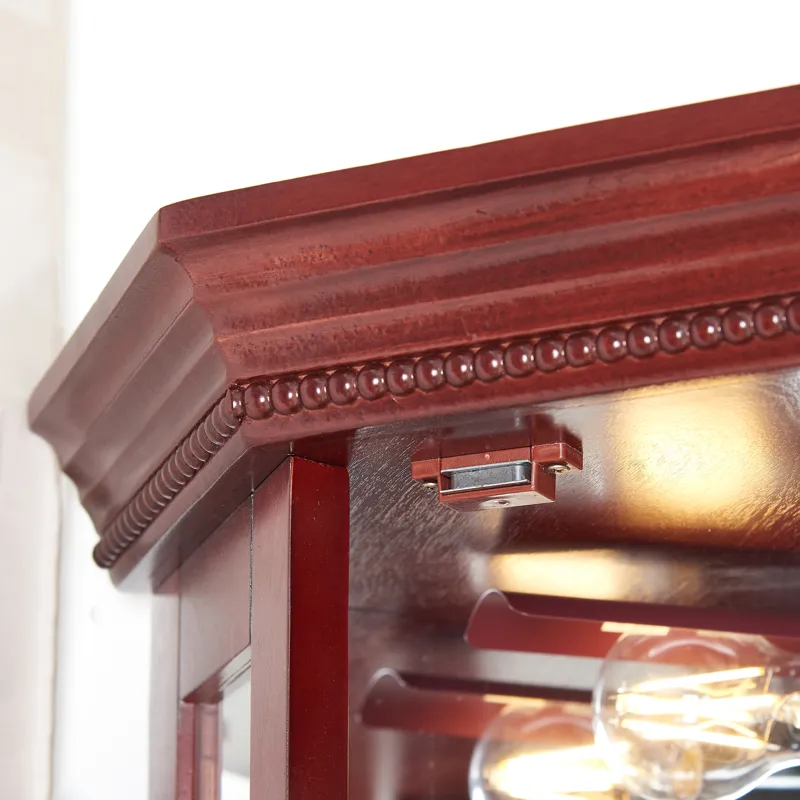 Corner Curio Cabinet With Lights, Adjustable Tempered Glass Shelves, Mirrored Back, Display Cabinet 