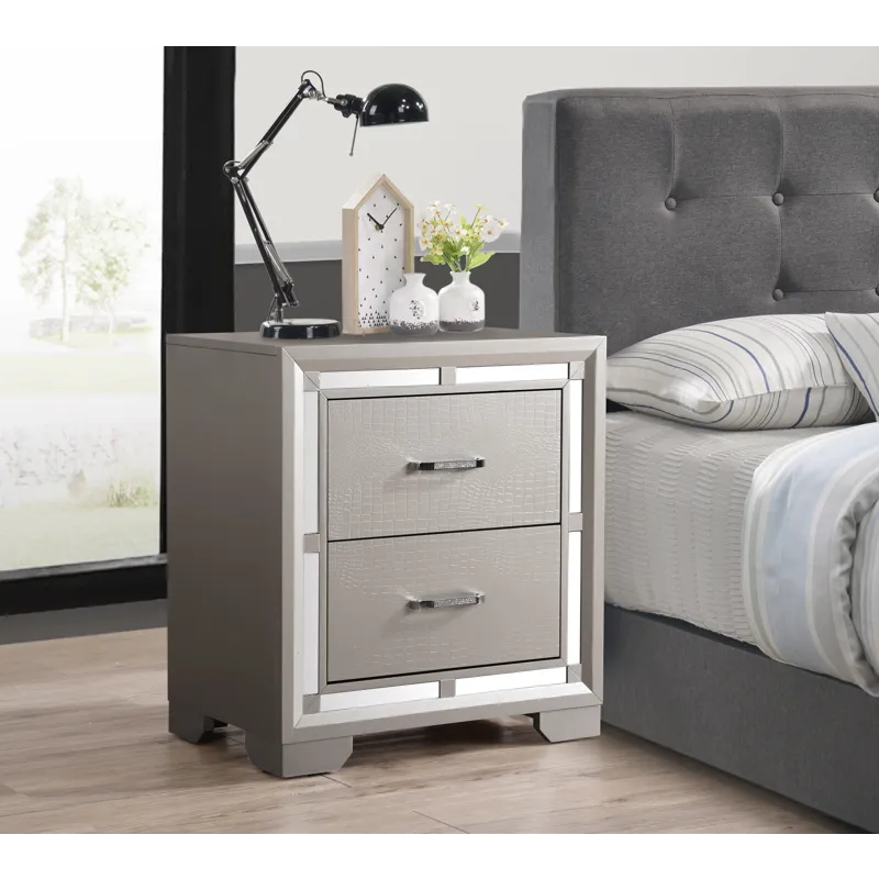 Alana - Nightstand - Silver Champagne